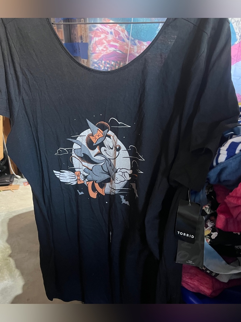 torrid Black Halloween Minnie Mouse Graphic Tee with Orange Accents